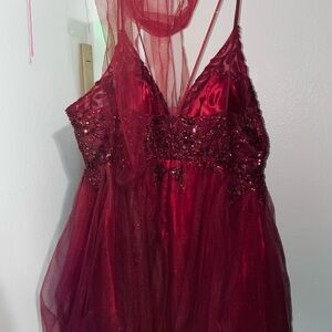 Elegant Backless Red Dress